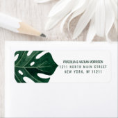 トロピカルモダンスイスチーズリーフ金ゴールド結婚ズ ラベル (インサイチュ)