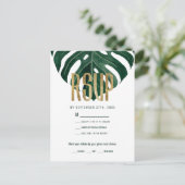 トロピカルモダンスイスチーズリーフ金ゴールドRSVP ポストカード (スタンド正面)