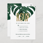 トロピカルモダンスイスチーズリーフ金ゴールドRSVP ポストカード (正面/裏面)