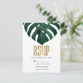 トロピカルモダンスイスチーズリーフ金ゴールドRSVP ポストカード (スタンド正面)