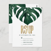 トロピカルモダンスイスチーズリーフ金ゴールドRSVP ポストカード (正面/裏面)