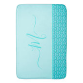 トロピカルモダンティール(緑がかった色)ターコイズアクアブルーシーシェル バスマット (正面縦)