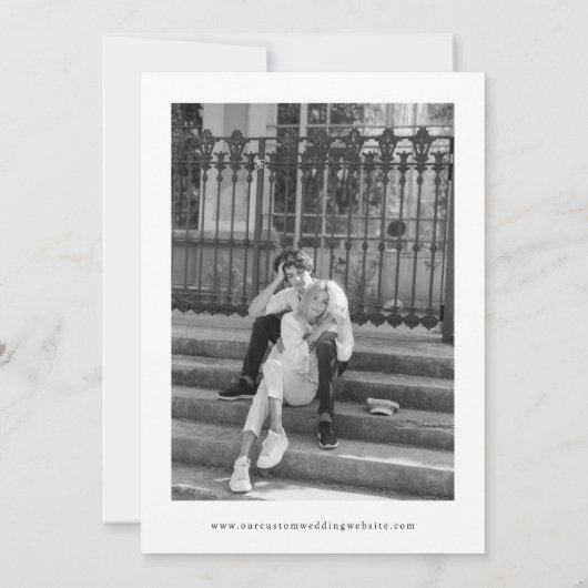 トロピカルモダンネームスタイリッシュの目的地の結婚式 セーブザデート (裏面)