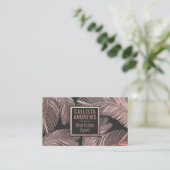 トロピカルモダンバラ金ゴールドブラックパームツリーリーフ 名刺 (スタンド正面)