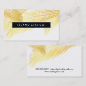 トロピカルモダンパームのフロントロゴトレンディー金ゴールドホワイト 名刺 (正面/裏面)