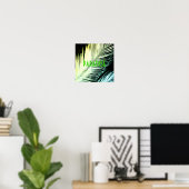 トロピカルモダンパームの葉パラダイス文字フォトアート ポスター (ホームオフィス)