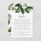 トロピカルモダンパームサボテン白フローラ詳細 招待状 (正面/裏面)