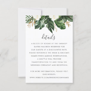 トロピカルモダンパームサボテン白フローラ詳細 招待状