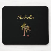 トロピカルモダンパームツリーズエレガントブラック マウスパッド (正面)