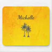トロピカルモダンパームツリーズビーチパーソナライズされた金ゴールド マウスパッド (正面)