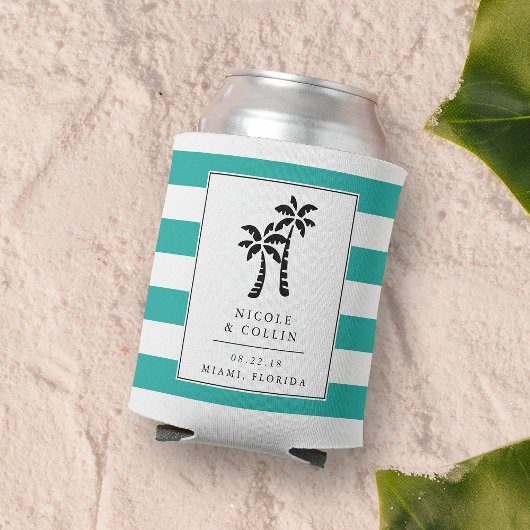 トロピカルモダンパームツリーズ結婚式の引き出物 缶クーラー