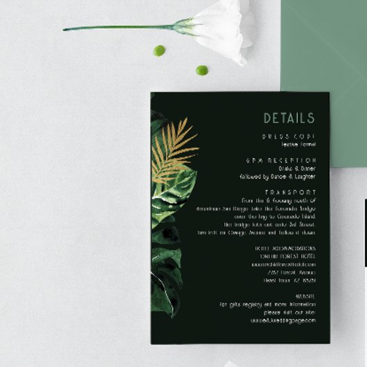 トロピカルモダンパーム葉の塵状の緑の囲い エンクロージャーカード