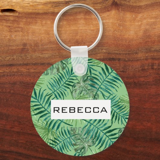 トロピカルモダンパーム葉モノグラムキーチェーン キーホルダー (正面)