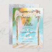 トロピカルモダンビーチアーバーウェディング日付を保存 案内ポストカード (正面/裏面)