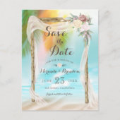 トロピカルモダンビーチアーバーウェディング日付を保存 案内ポストカード (正面)