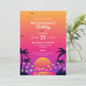 トロピカルモダンビーチサンセットバースデーパーティー 招待状 (スタンド正面)