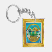 トロピカルモダンビーチパームツリーズサンセットバケーション キーホルダー (正面左)