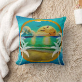 トロピカルモダンビーチパームツリーズサンセットバケーション クッション (ブランケット)