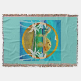 トロピカルモダンビーチパームツリーズサンセットバケーション スローブランケット
