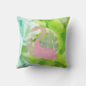 トロピカルモダンピンクフラミンゴ装飾用クッション クッション (裏面)