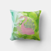 トロピカルモダンピンクフラミンゴ装飾用クッション クッション (正面)