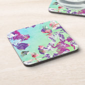 トロピカルモダンフローラコラージオンアクア コースター (左側)