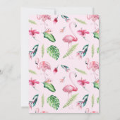 トロピカルモダンフローラフラミンゴ誕生日パーティー 招待状 (裏面)