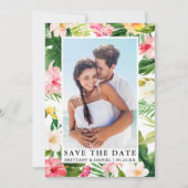 トロピカルモダンフローラ写真Save The Date Card セーブザデート (正面)
