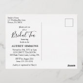 トロピカルモダンブライダルティーシャワーブラック&金ゴールド 箔招待状ポストカード (裏面)