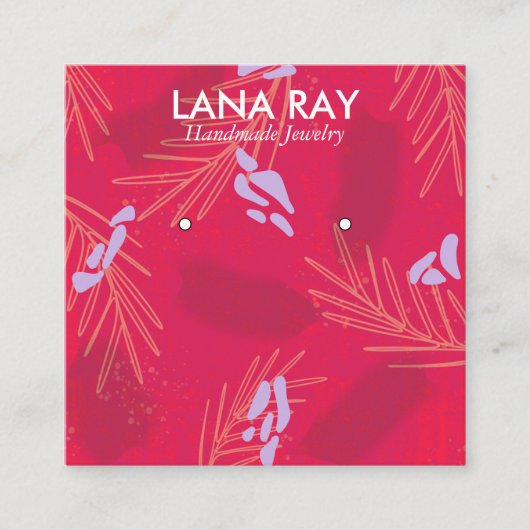 トロピカルモダンボタニカルイヤリングディスプレイ スクエア名刺 (正面)