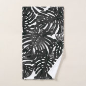 トロピカルモダン白黒ジャングル葉 バスタオルセット (ハンドタオル)