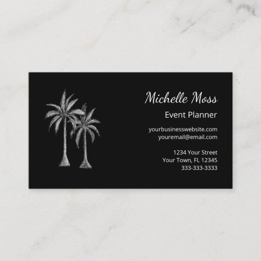 トロピカルモダン白黒ヤシの木 名刺 (正面)