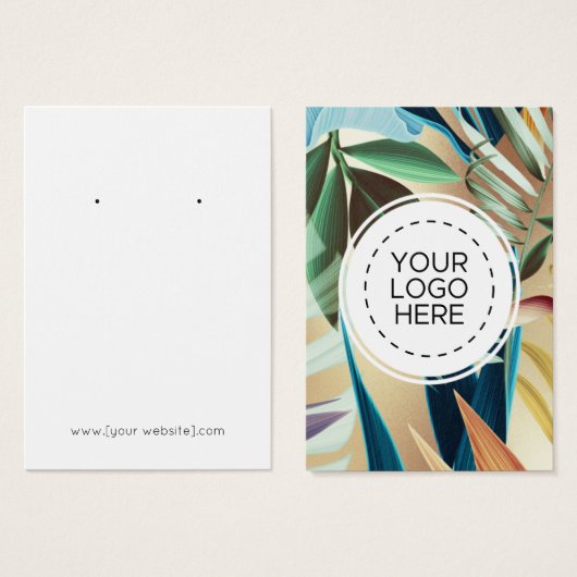 トロピカルモダン花模様イヤリングディスプレイカード (正面&裏面)