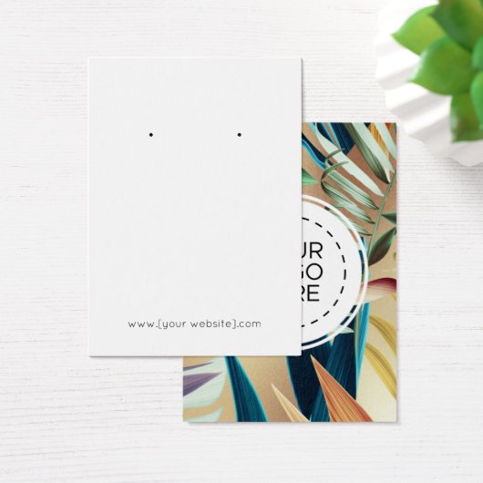 トロピカルモダン花模様イヤリングディスプレイカード (デスク)