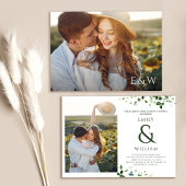 トロピカルモダン葉フォトカップルのシャワー 招待状