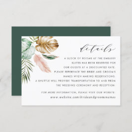 トロピカルモダン金ゴールドパームグリーン詳細カード 招待状