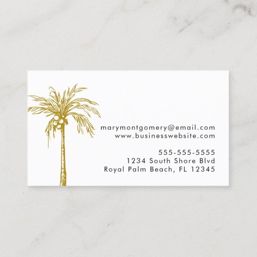 トロピカルモダン金ゴールドパームツリープロフェッショナル 名刺 (裏面)