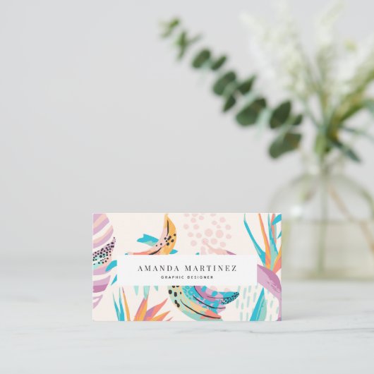 トロピカルモダン鮮やかモチーフのソーシャルメディア 名刺 (スタンド正面)