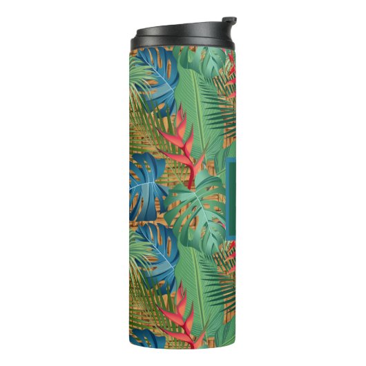 トロピカルモノグラムのフローラオンウィッカープリント タンブラー (回転左)