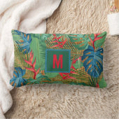 トロピカルモノグラムのフローラオンウィッカープリント ランバークッション (ブランケット)