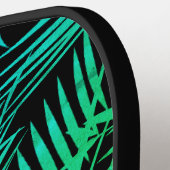 トロピカルモノグラムティール（緑がかった色）グラデーショングリーンパームモダン ピックルボールラケット (左詳細)