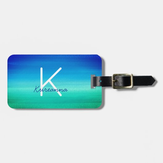 トロピカルモノグラムネオンビーチブルーグリーン ラゲッジタグ (正面横)