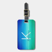トロピカルモノグラムネオンビーチブルーグリーン ラゲッジタグ (正面縦)
