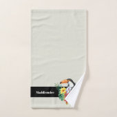 トロピカルモノグラムネームブラックトゥーカンバスルーム バスタオルセット (ハンドタオル)