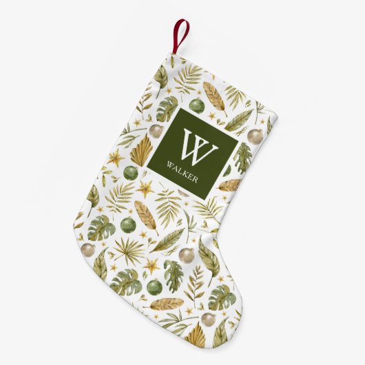 トロピカルモノグラム名 スモールクリスマスストッキング (正面 (吊り時))