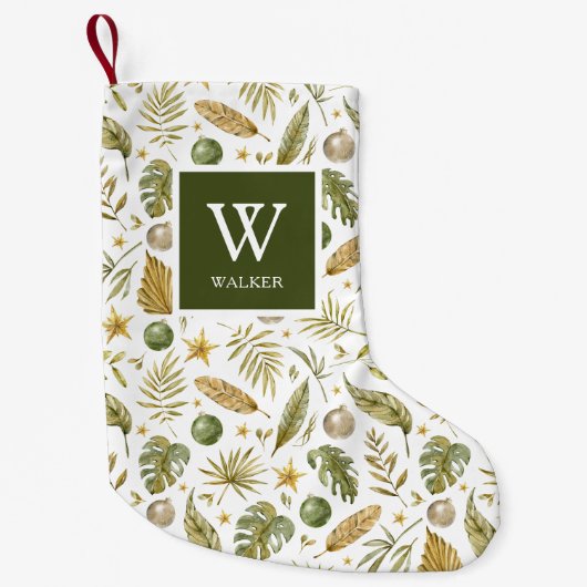 トロピカルモノグラム名 スモールクリスマスストッキング (正面)