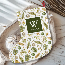 トロピカルモノグラム名 スモールクリスマスストッキング