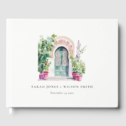 トロピカルモロッコの出入り口結婚の水色 ゲストブック (正面)