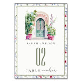 トロピカルモロッコの出入り口結婚の水色 テーブルナンバー (裏面)