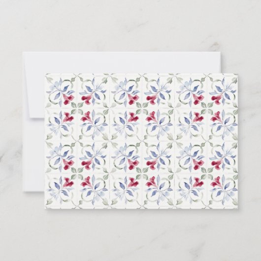 トロピカルモロッコの出入り口結婚の水色 出欠カード (裏面)